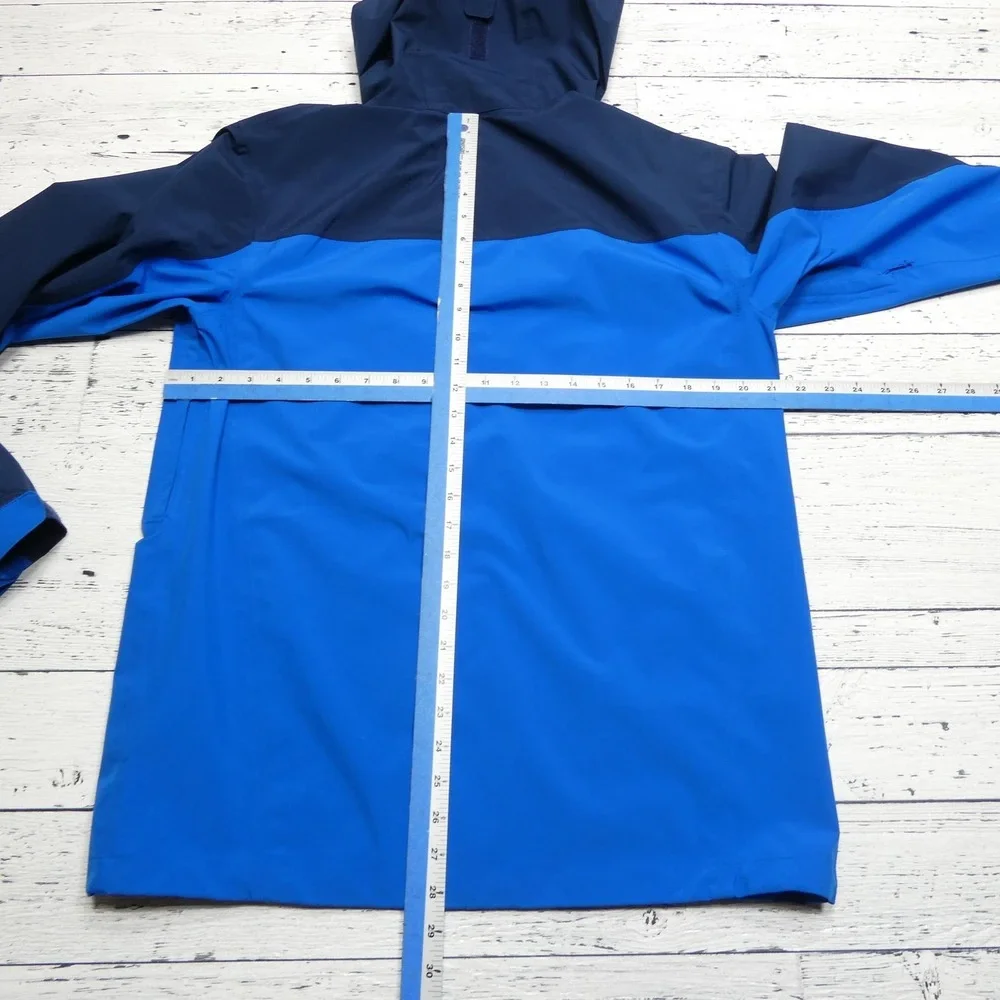 Eddie Bauer Jacket Mens Medium Blue WeatherEdge Stretch Hooded‎ Waterproof Zip